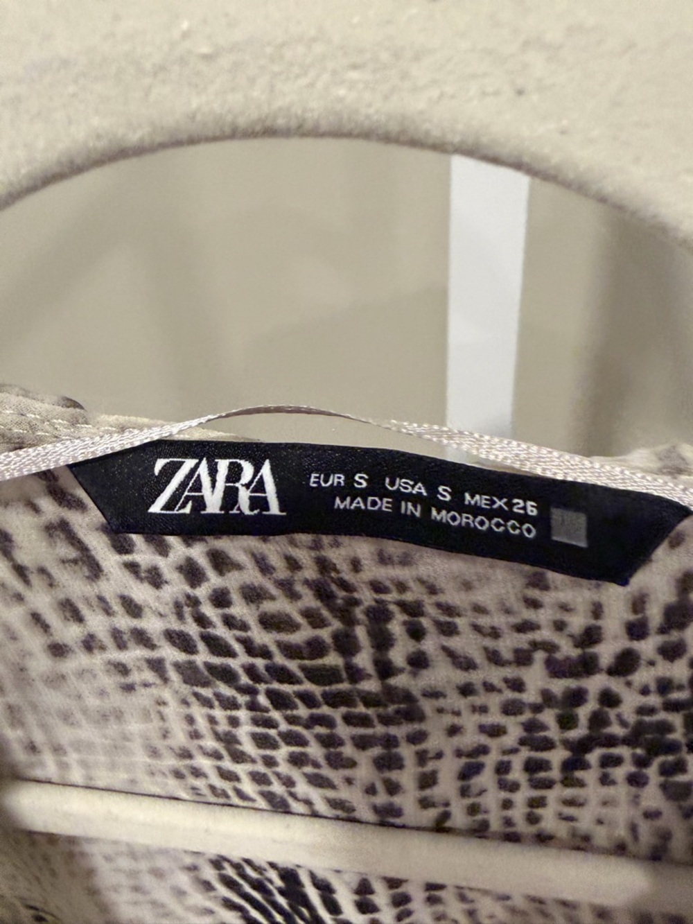 Zara Neutral Snake-Print Ruffle Front Blouse - Picture 2 of 6